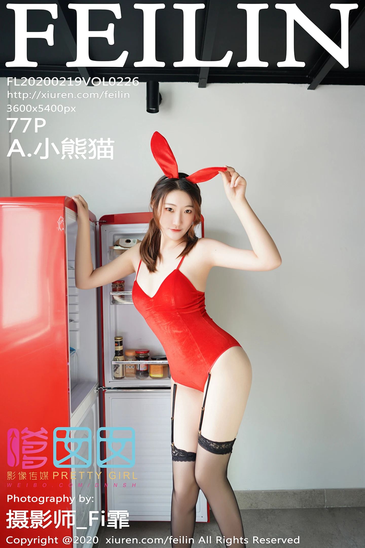 [FeiLin嗲囡囡]VOL.226_嫩模A.小熊猫私房红色兔女郎配吊带黑丝秀完美身材诱惑写真77P-秀人网 - XiuRen.Space